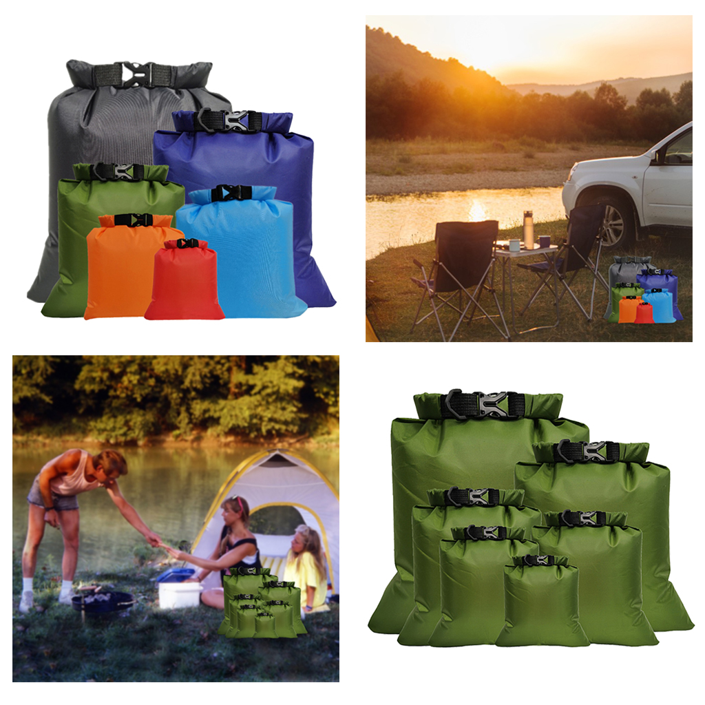 6Pieces Waterproof Water Resistant Dry Bag Sack Storage Pack Pouch Swimming Outdoor Kayaking Canoeing River Trekking Boating