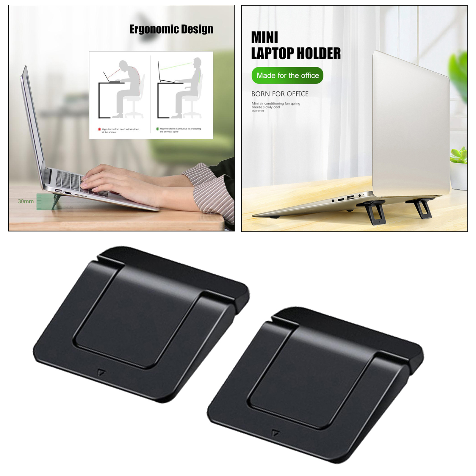 2 Pieces Mini Laptop Stand for Desk Invisible Foldable Laptop Riser Portable Laptop Holder for Tablets and Laptops Keyboard