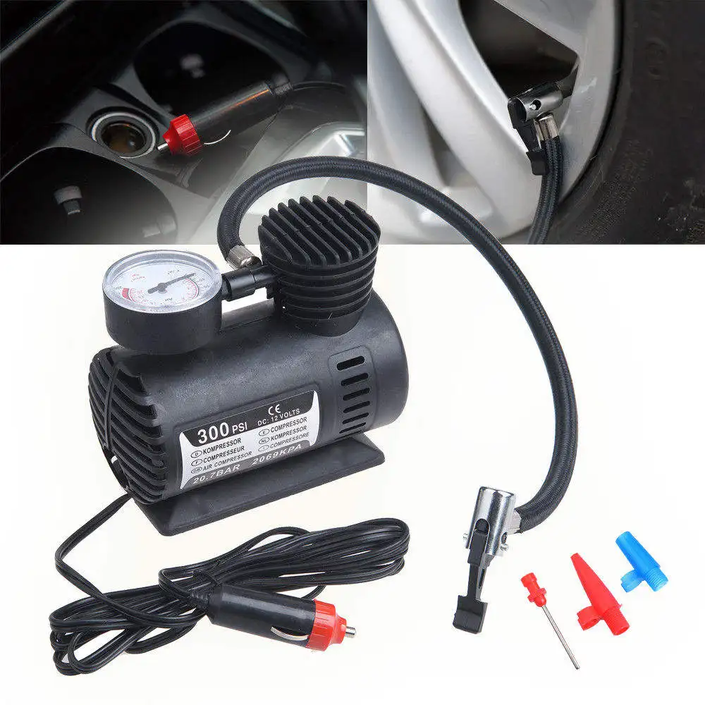 Electric Car Inflatable Mini Tire Pump Air Compressor Tyre Pressure Monitor