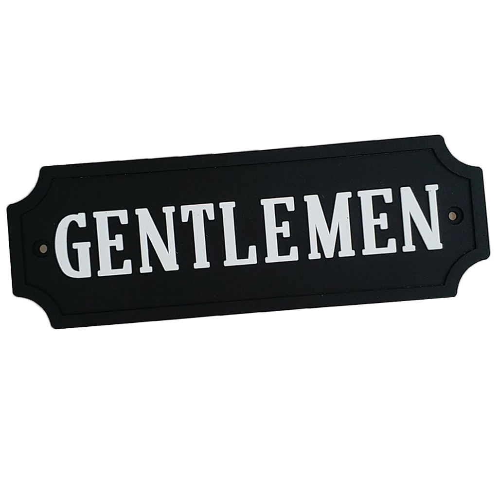 BATHROOM Door-Plaque, Black Background with White Font GENTLEMEN Signage,