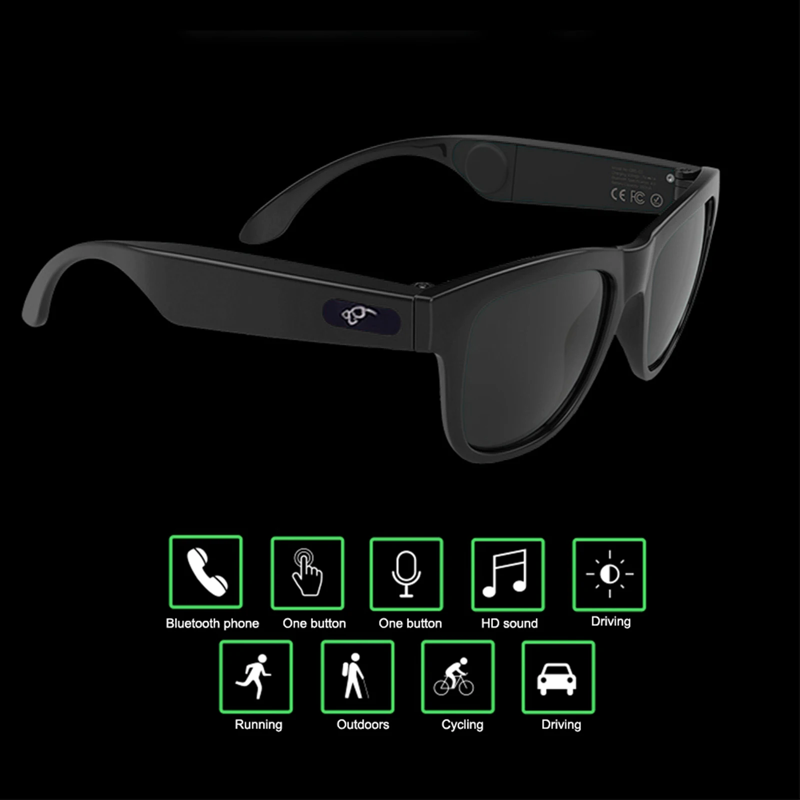 G1 Bone Conduction Headphones Glasses Sunglasses Bluetooth Earphone Sports Wireless Headphone