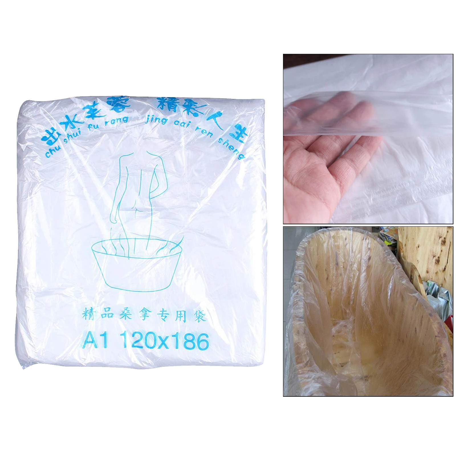 50 Pieces Clear Disposable Bathtub Bag Cover 186x120cm for Traveling Salon