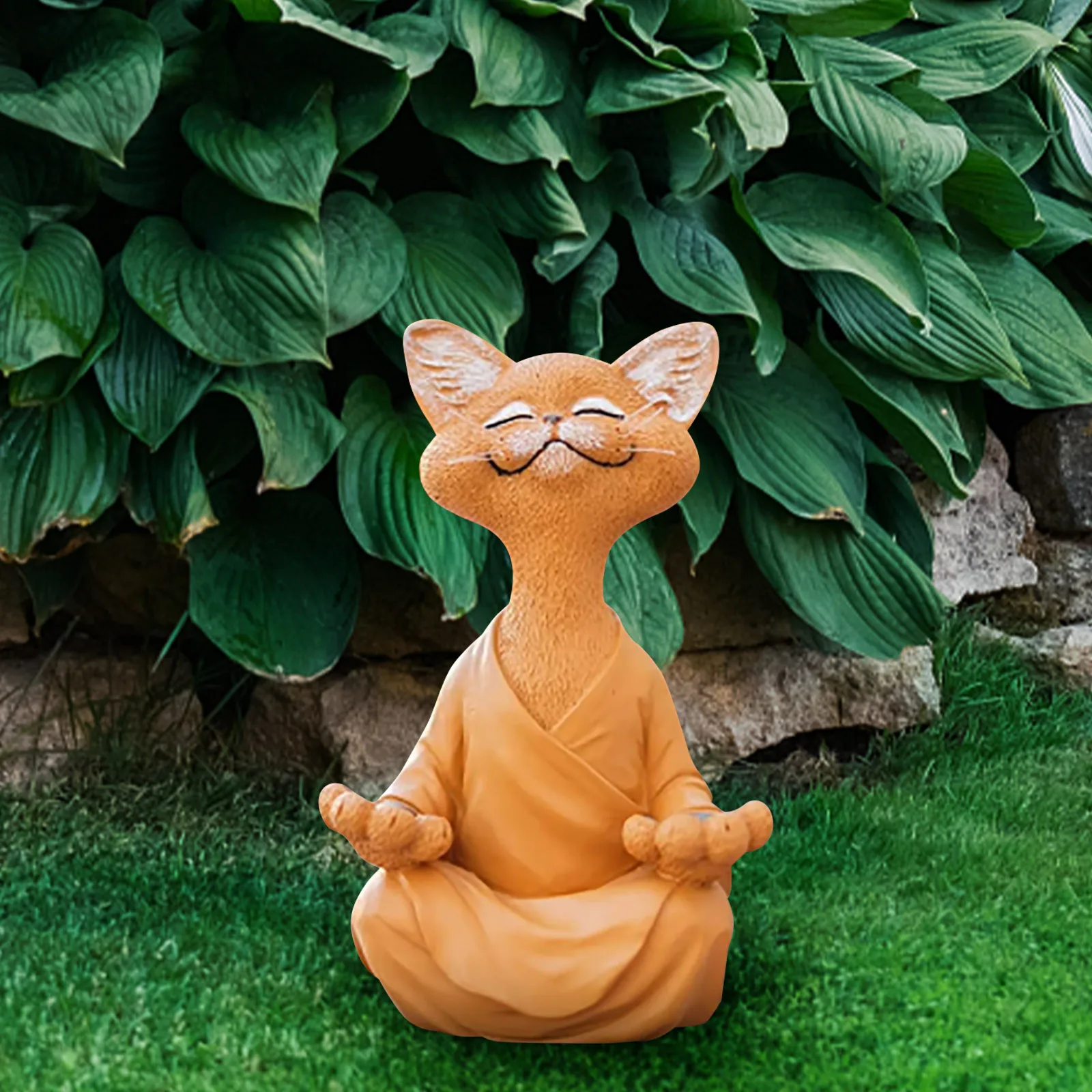 Geschenk Dreafly Happy Cat Buddha Tierstatue aus Kunstharz für den Schreibtisch Wohnzimmer Dekoration für Zuhause 