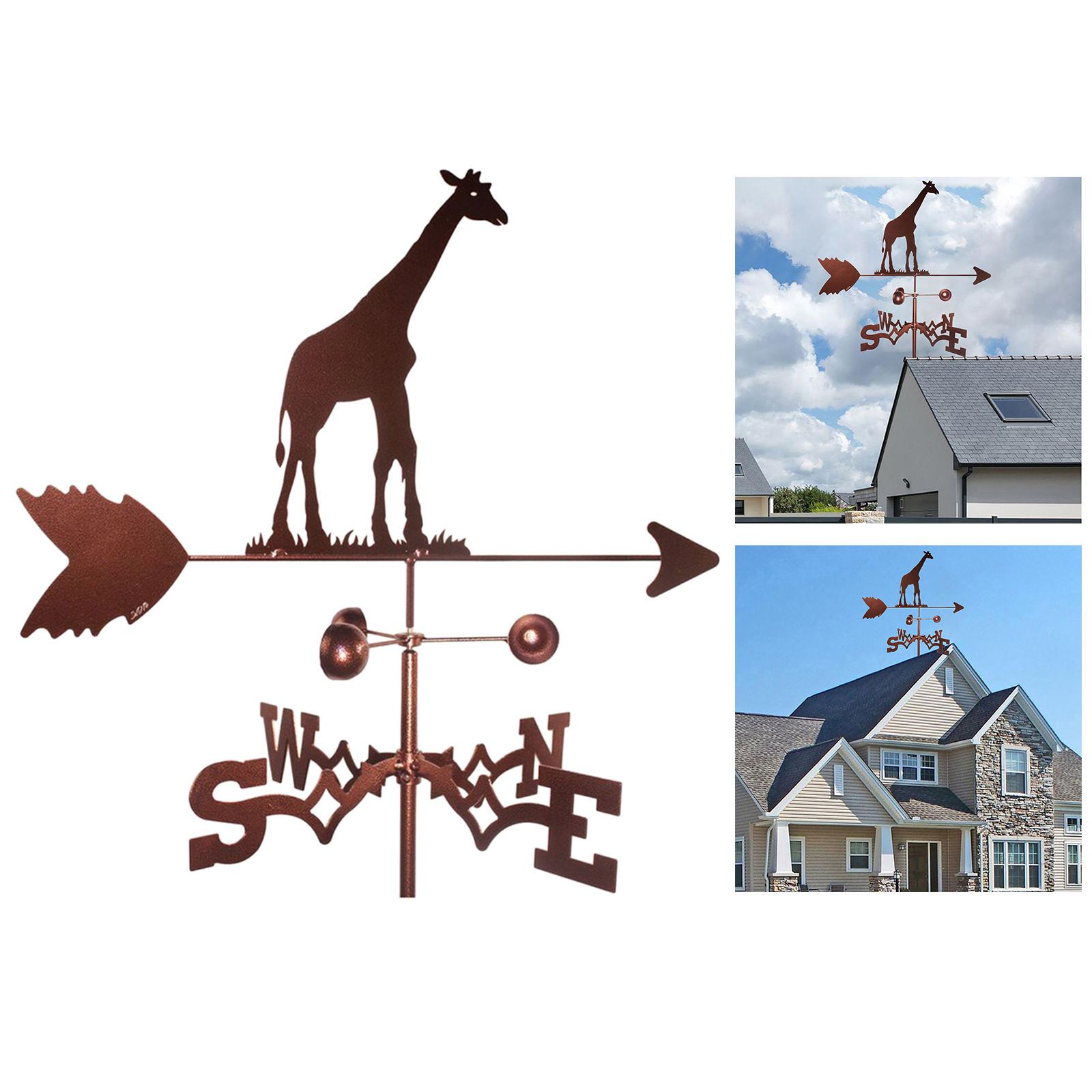 Wrought Iron Durable Weather Vane Garden Stake Measuring Tool Patio Decor