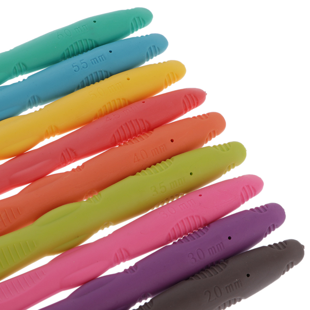 9 Sizes Crochet Hook Needle Set Ergonomic Handle Knitting Needles 2mm-6mm