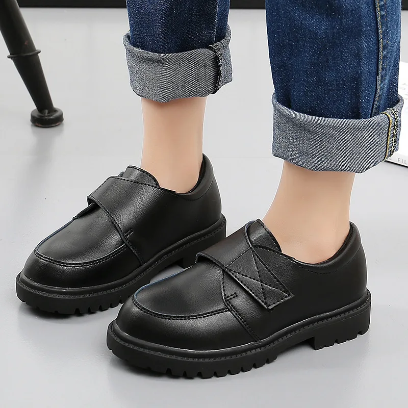 comfortable sandals child Boys Shoes Children Leather Shoes For Big Kids Teenagers Size 27-38 For Big Boy Formal Wedding Shoes British Style Simple Black extra wide fit children's shoes