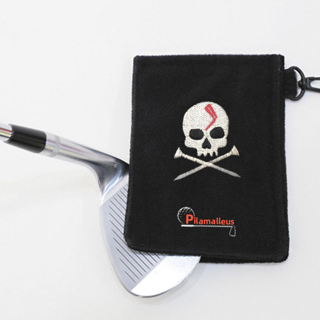 SKULL Golf Ball Towel Polyester & Magnet Mini Club Cleaner 10.5x15cm Golf Swing Practice Tool