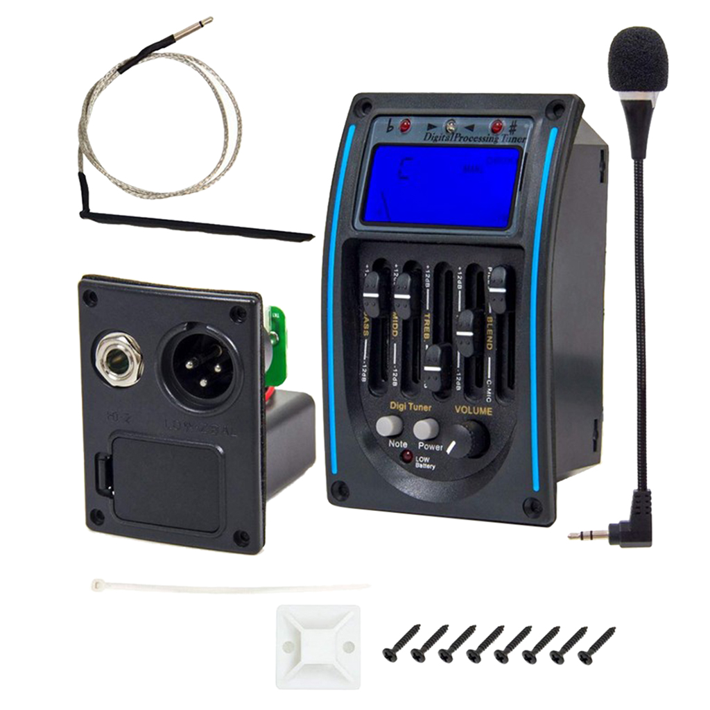 Equalizer Acoustic Guitar Pickup Preamp System W/ LCD Screen & Microphone