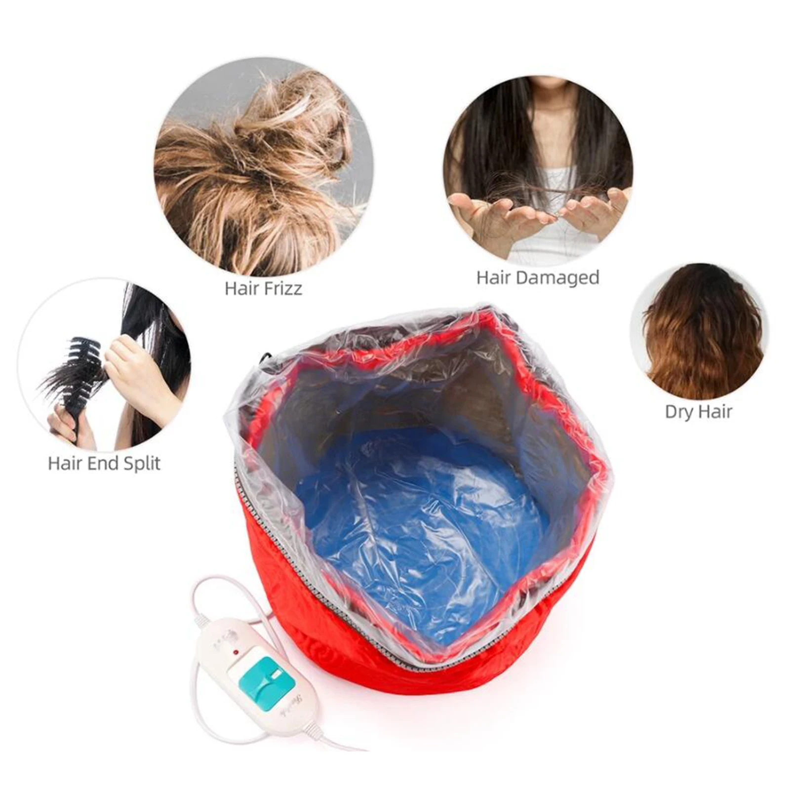SPA Hair Thermal Treatment Heating Cap Dryers Hair Care Steamer Hat Red