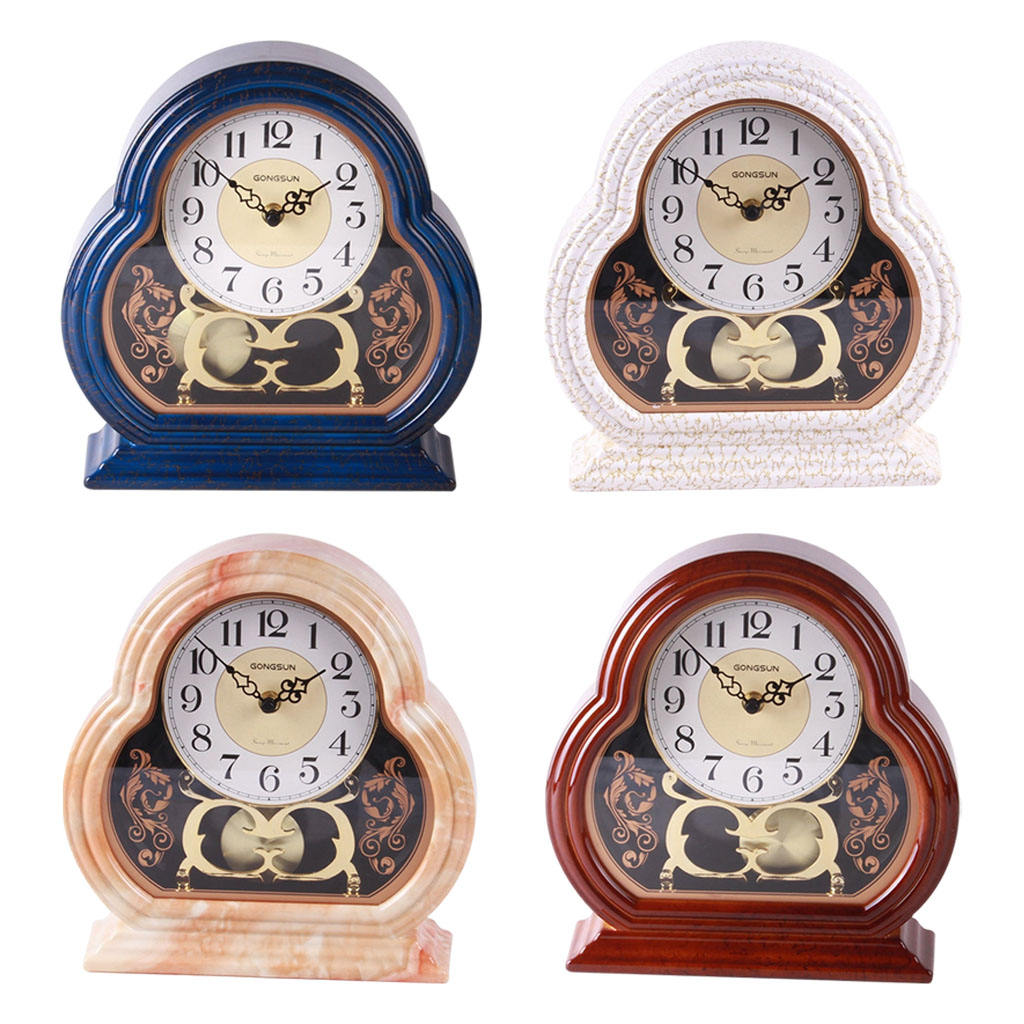 Table Clock Battery Powered Silent Sweep Wall Clock for Fireplace Kitchen Living Room