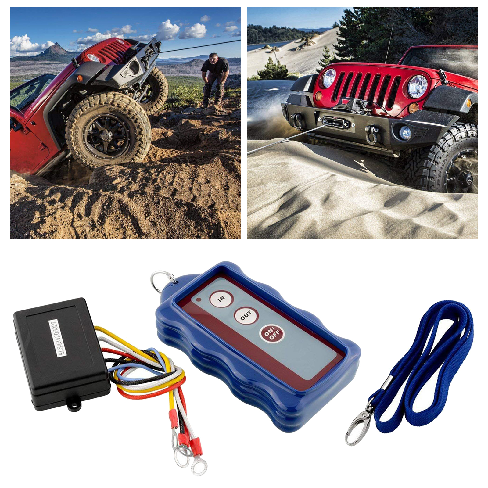 12V 50ft Smart Winch Wireless Remote Control Switch Set G Universal Indicator Light for  Truck ATV