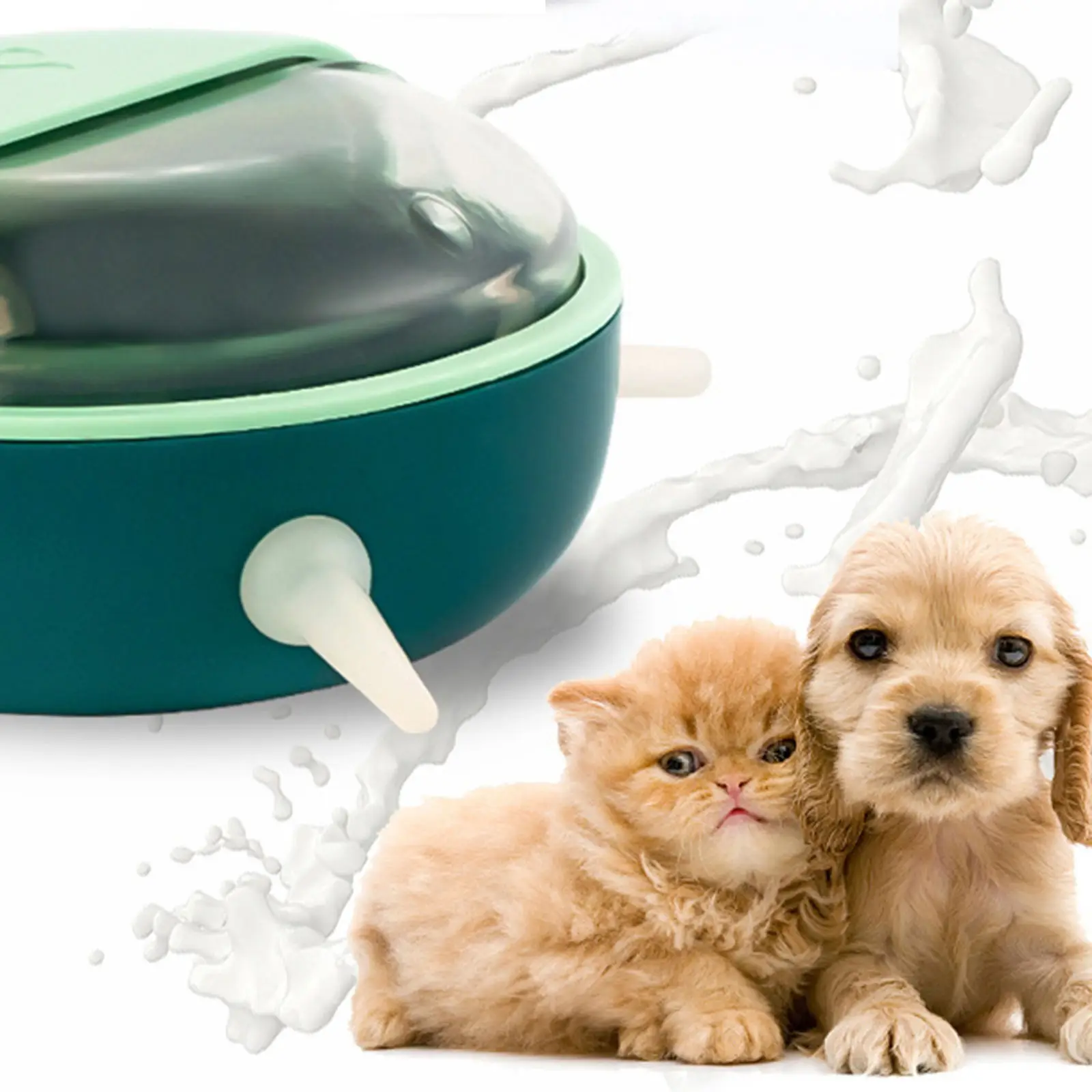Portable Pet Milk Feeding Bowl with Silicone Nipples Food Feeder Non Slip Nursing Station Nipple Feeder for Puppy Cat