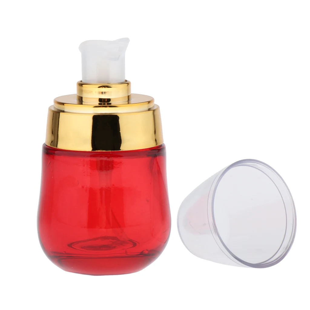 1 Piece Airless Pump Bottle, 30ml Glass Empty Red Color Refillable Travel