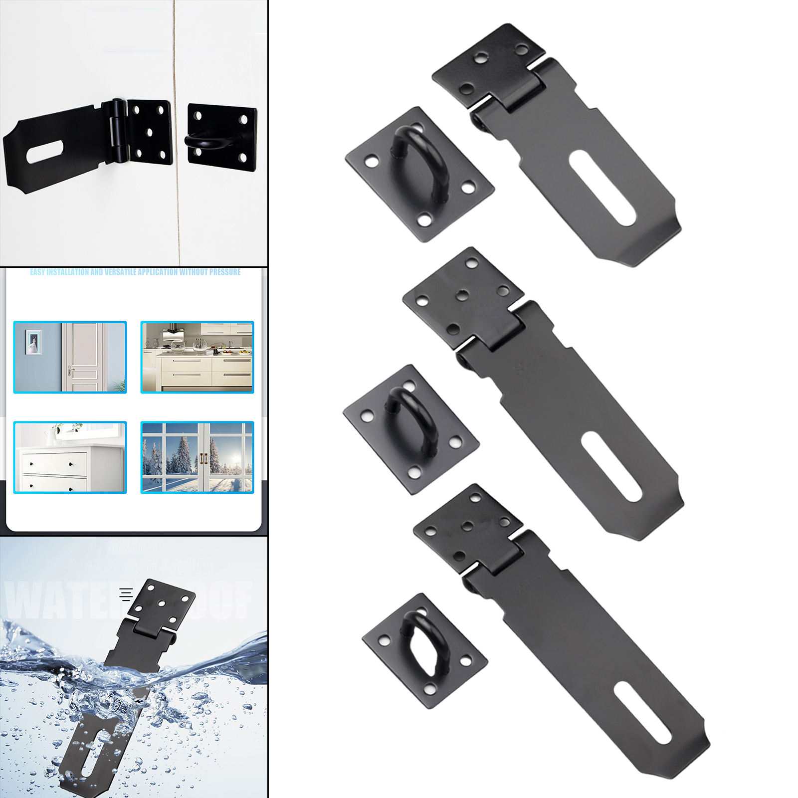 Stainless Steel Thickened Lock Plate Burglar-proof Hasp Latch Padlock Clasp Staple Door Bolt Window