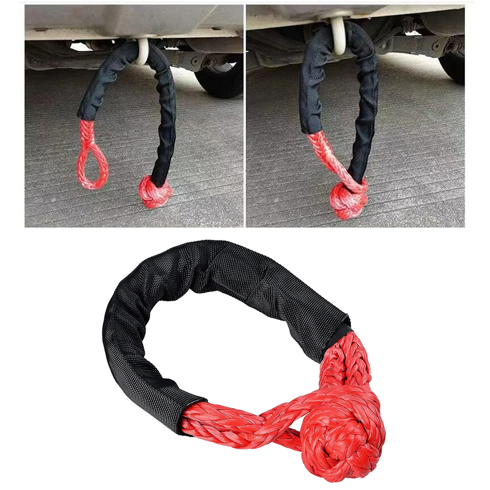 Car Broke Down With Protective Sleeve Portable UTV Strap Rope Trailer Off Road Towing Synthetic Soft Shackle ATV Winch SUV