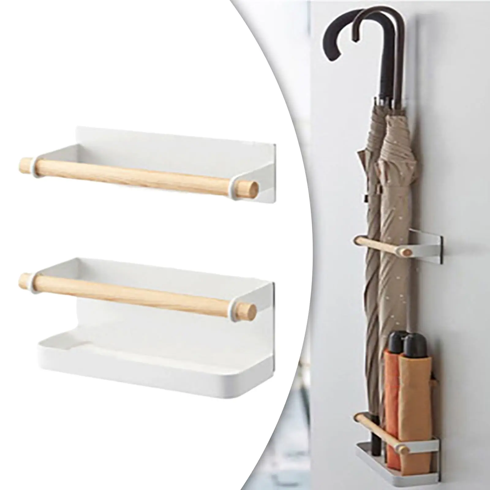 Magnet Umbrella Rack Hanger with Drip Tray Durable Decoration Organizer for Wall Home Indoor Outdoor Household Walking Sticks