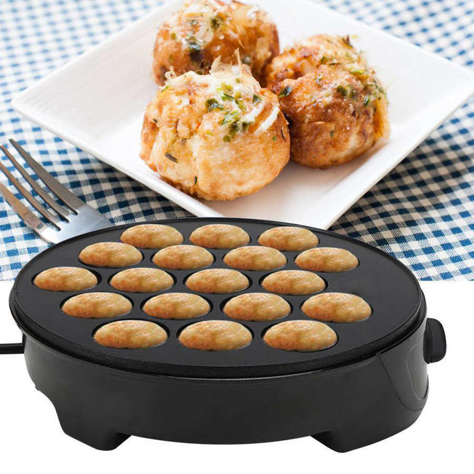 Electric Takoyaki Maker Cooking Pan Octopus Ball Stove Plate 18 Hole Home