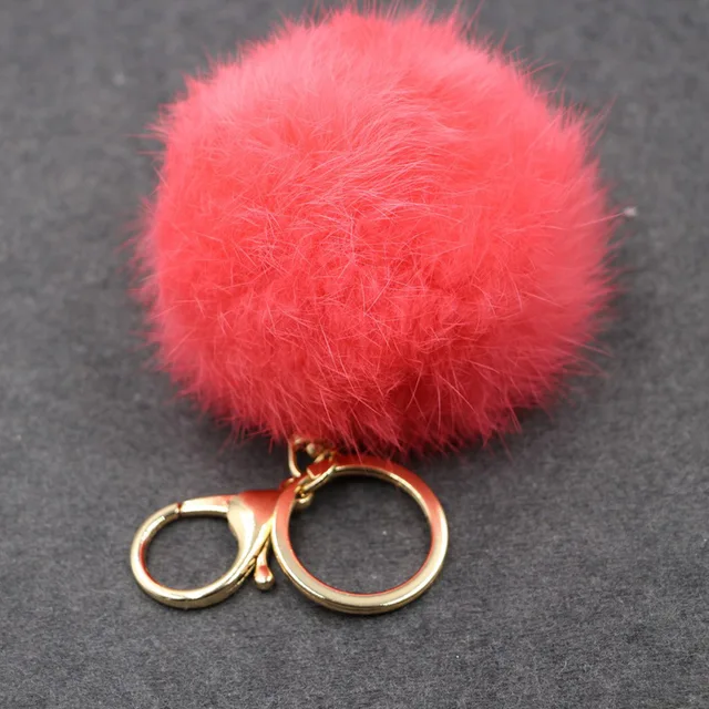 Aliexpress 12pcs Colored Pom Pom Keychain Bulk Heart Fluffy Fur Puff Ball Key for Women