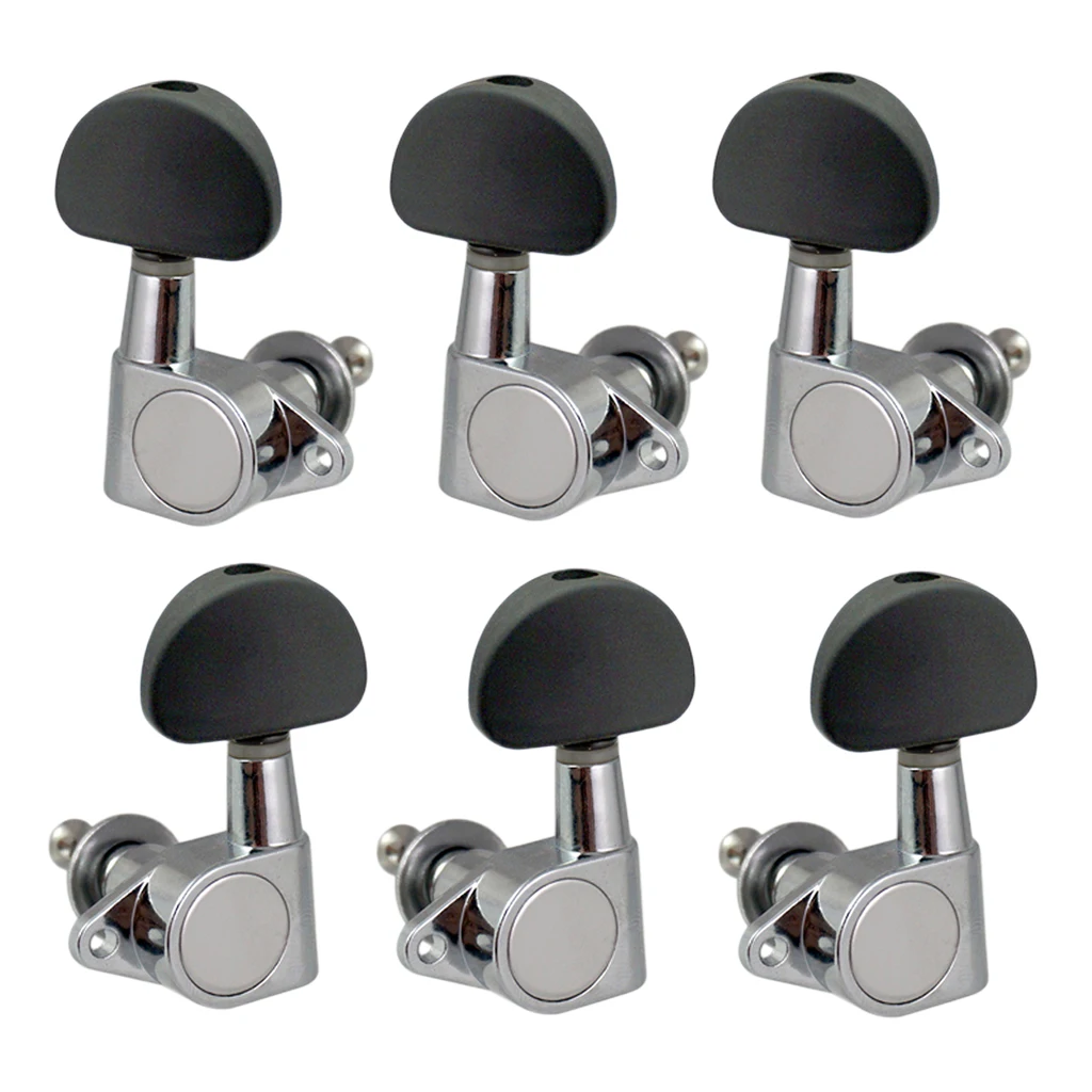 Metal Guitar Tuning Pegs Tuners Machine Head Parts Great For Steel String Guitars Acoustic Guitar Parts 3 Left 3 Right Black