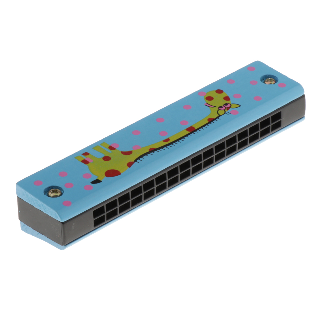 Wooden Cartoon Harmonicas Double-row 16-hole Mouth Organ Music Toy Giraffe