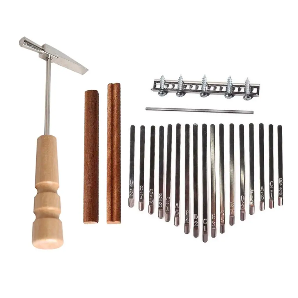 Kalimba 17 Note Keys Thumb Piano with Mahogany Wood Bridges, Tuning Hammer, Screws, Saddle, Replacement Kit DIY Accessories