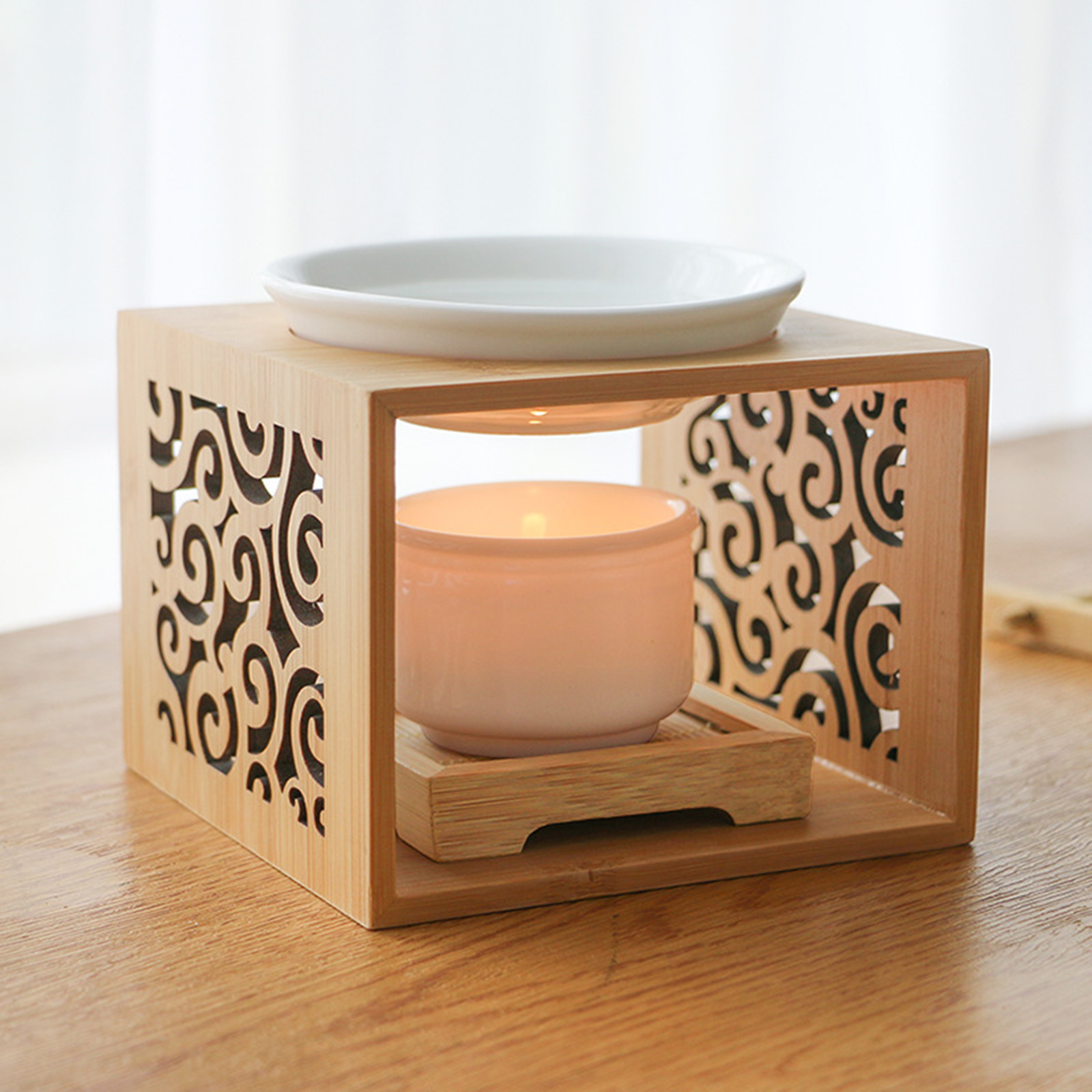 Wooden Farmhouse Wax Warmer for Scented Wax,Oil Burner,Wax Melt Warmer with