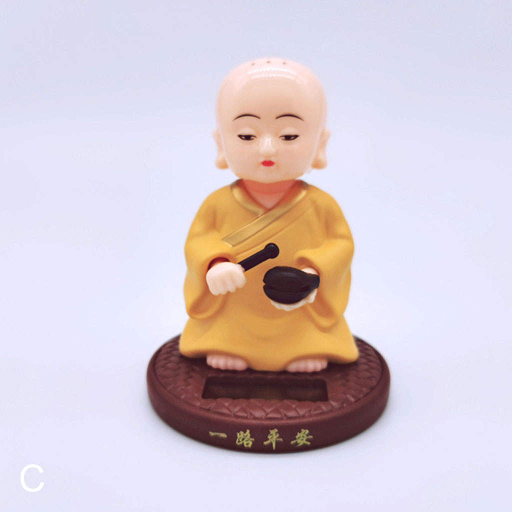 Solar Powered Dancing Figures Buddhist Monk Nodding Head Dancing Toy for Windowsill