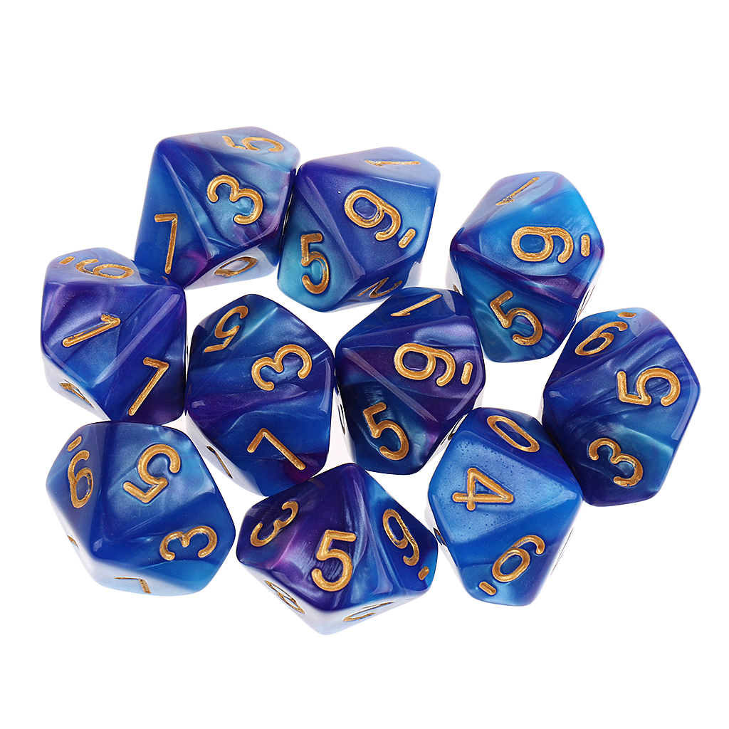10pieces Dice Set 10 Sided Dice D10 Polyhedral Dice for Party Table Board Games