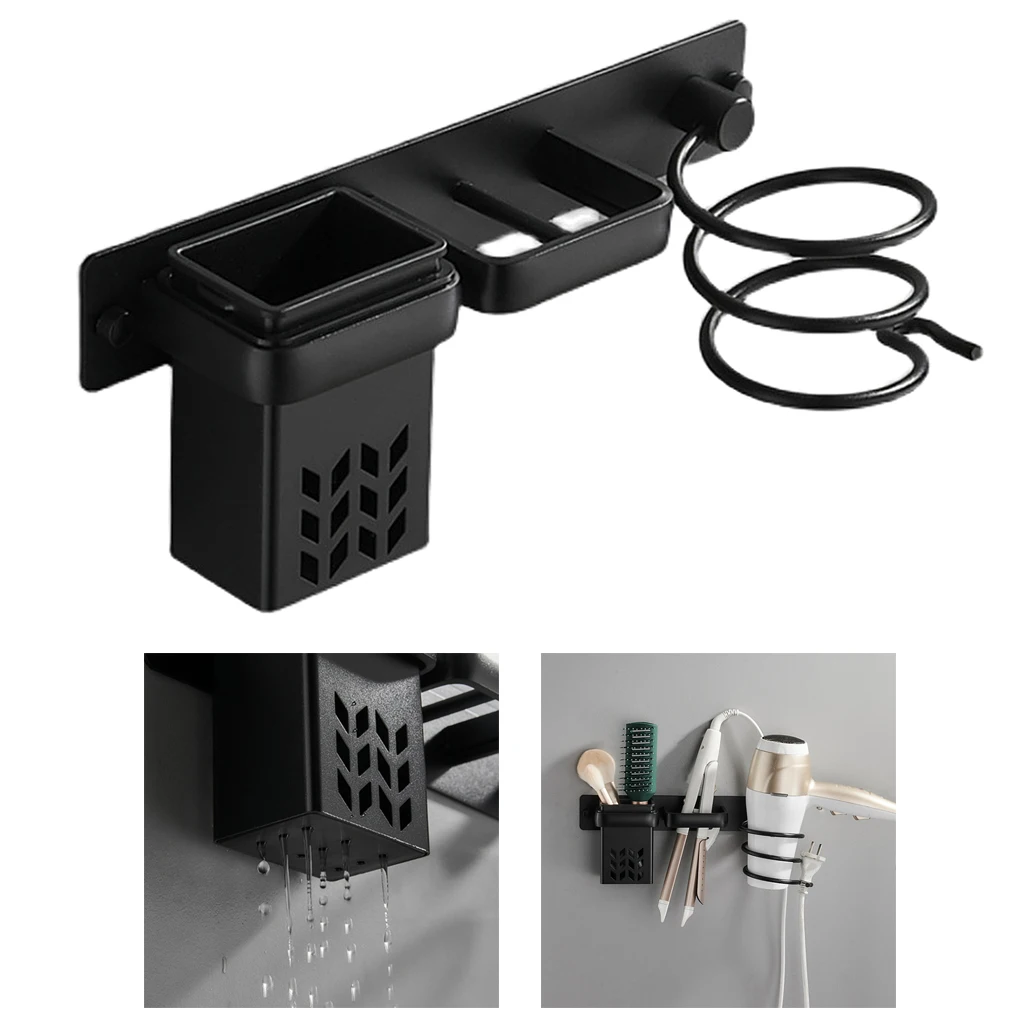 Hair Dryer Holder Wall Mount Hair Care Styling Tool Organizer Storage for Blow Dryer Curling Wand Straightener Brushes