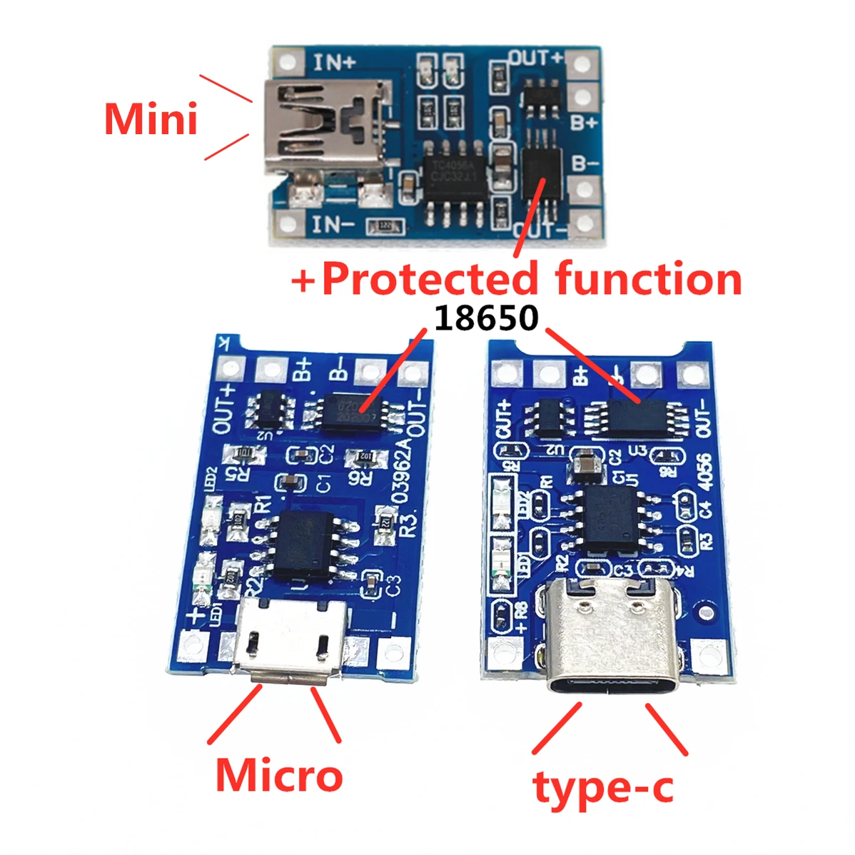 5V 1A Micro USB Lithium Battery Charger Module+Protection Dual Function TP4056BB 