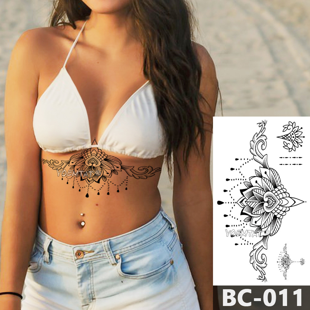 Best of 1 Sheet Chest Body Tattoo Temporary Waterproof Jewelry Lace Totem Lotus Mandala Pattern Decal Waist Art Tattoo Sticker Reviews & Tips