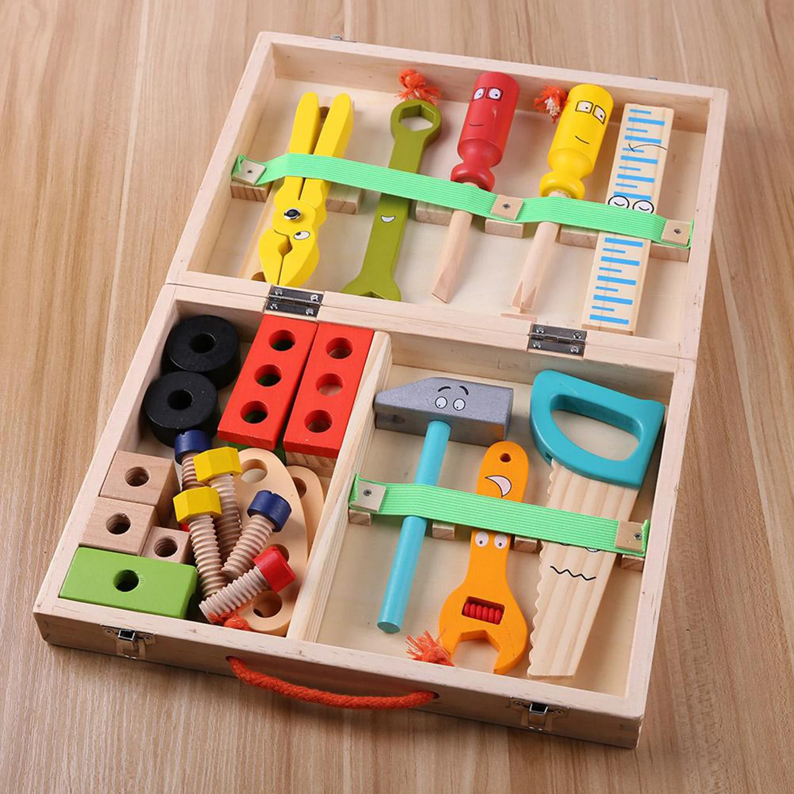 Kids Wooden Tool Set Kit Educational Toys Simulation Repair Game Puzzle Toys for Boys Gift Gift, Develop Hand-on Ability