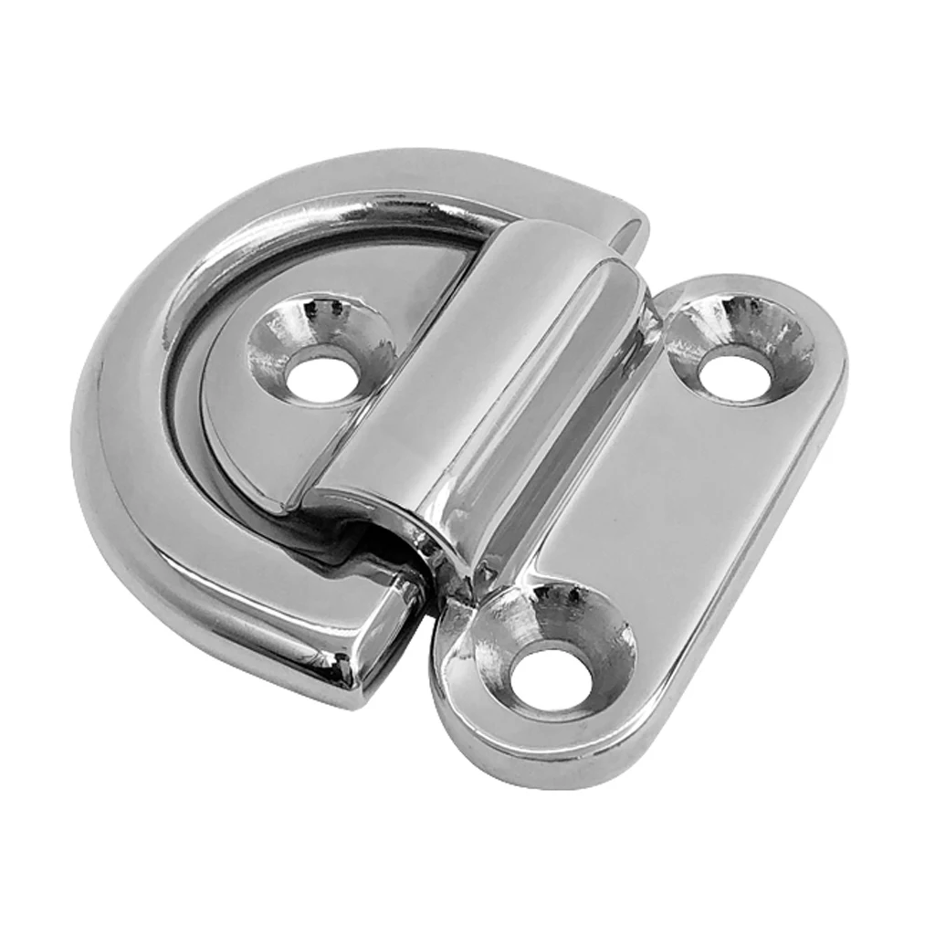 MagiDeal 6mm Folding Deck Pad Eyes / Lashing D Ring Tie Down Point Anchor Fixing Cleat Plate - Marine Grade 316 Stainless Steel