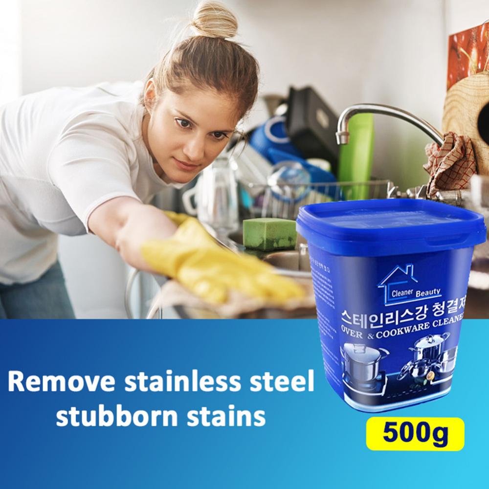 500G Rust Remover Cleaner Kitchen Stainless Steel Cleaning Paste Pot Polishing Pan Kitchenwares Stain Dirt Cleaner Accessories