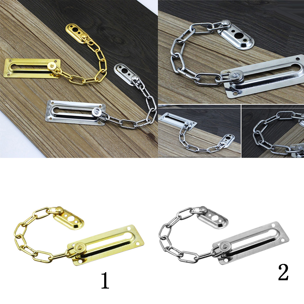 Stainless Steel Door Chain Guard Lock Slide Bolt for Home Hotel Dorm Entrance Security