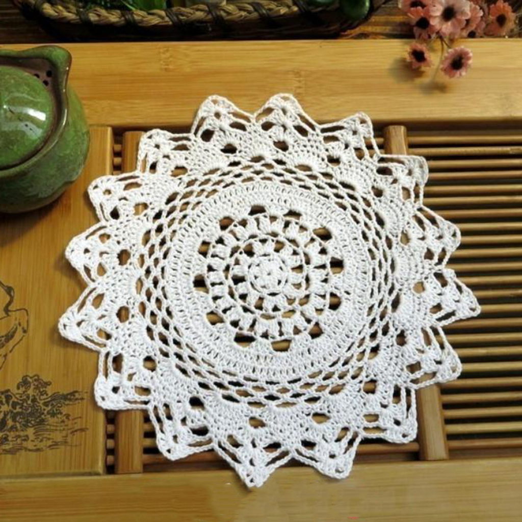 30cm Lace Table Placemat Flower Shape Hand Crochet Table Cover Doily Lace Doilies Placemat Mat Home Table Desk Kitchen Decor