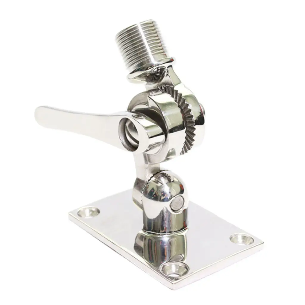 Adjustable Marine Radio VHF Antenna Base Mount Stainless Steel For Boats