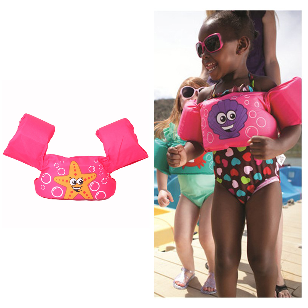 Cartoon Kids Baby Swim Vest with Shoulder Harness Arm for Age 2-8