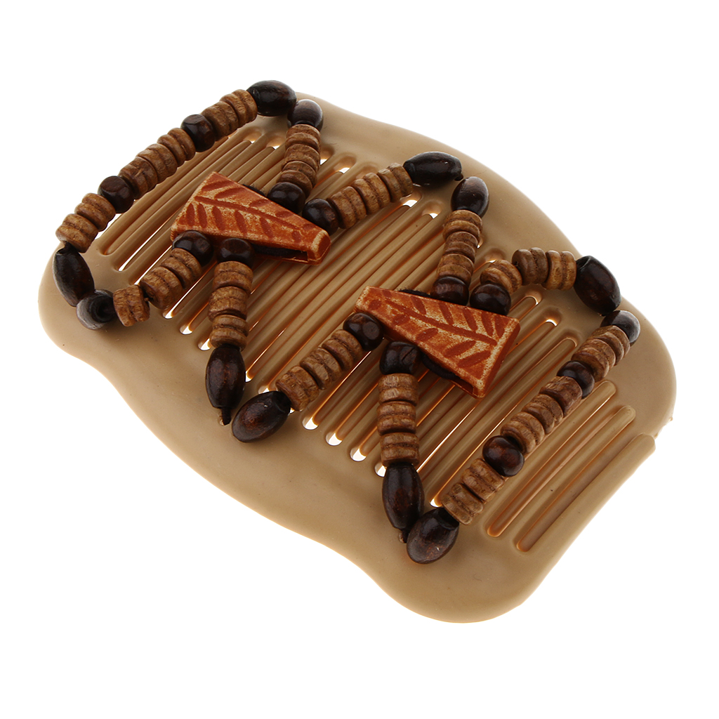 Ladies Elastic Easy Magic Wood Beads Double Hair Combs Clip Party Prom Hair Accessories