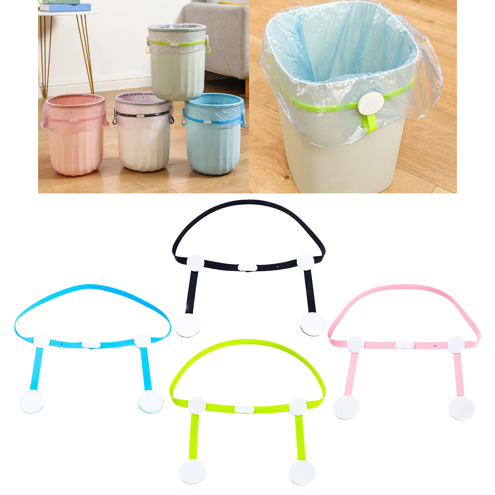 Waste Bin Trash Bag Clip Trash Can Bag Bands Waste Basket Garbage Bin Clamp for Home Office Kitchen Bedroom Living Room
