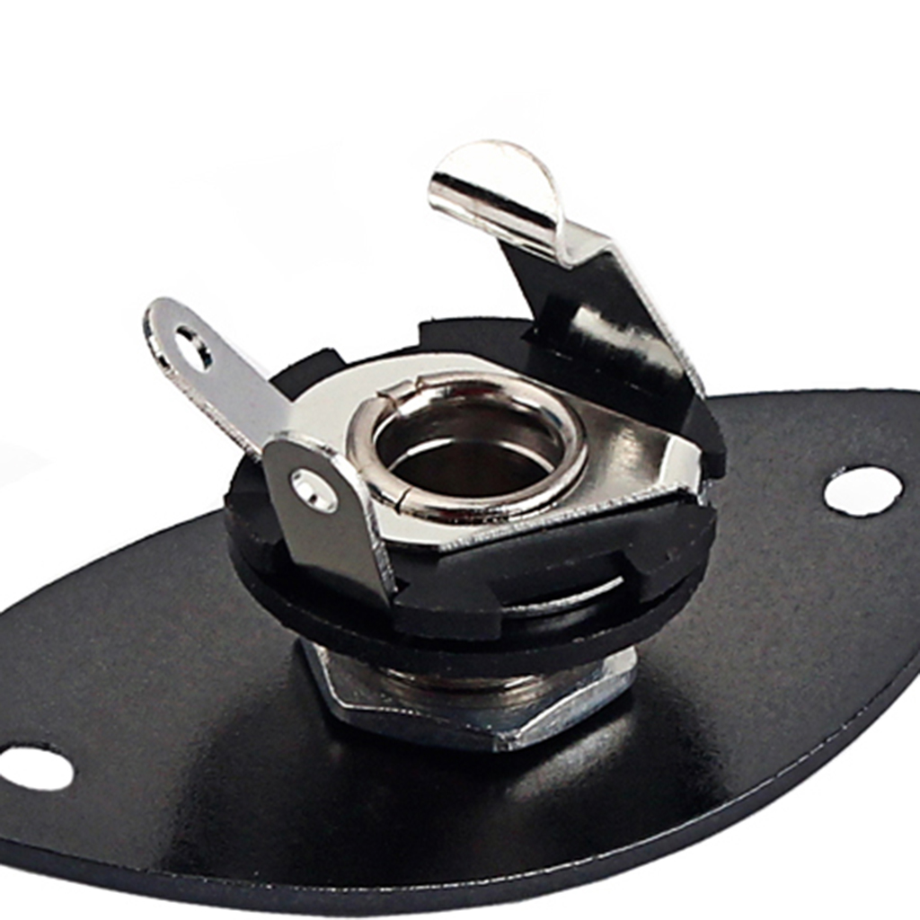 Electric Guitar Bass Cigar Box Parts Jack Plug & Socket Plate Oval with Mounting Screws