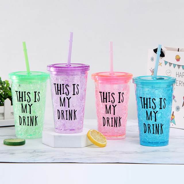 Milk Tumbler With Dome Lids Double Wall Plastic Drink Cups With Straw Reusable  Clear Water Bottle Transparent Fruit Cup - AliExpress