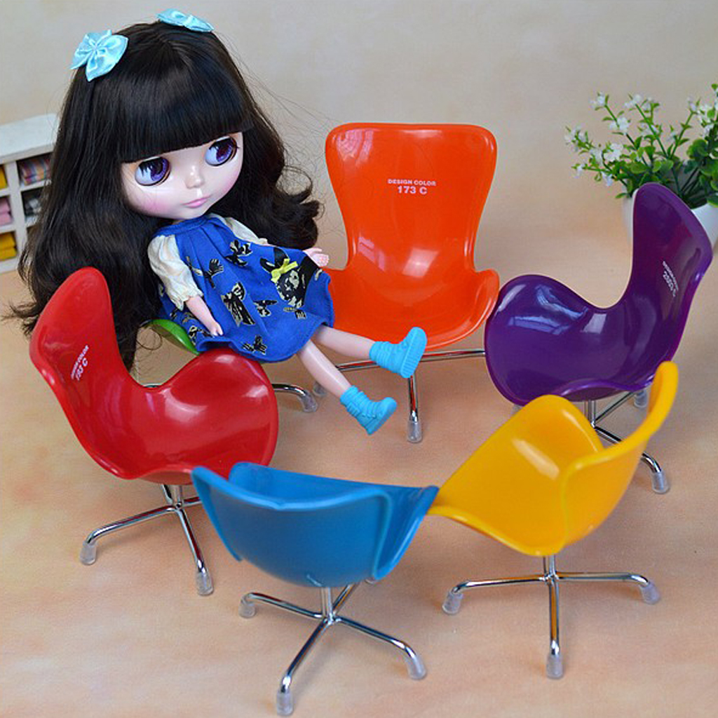 1/6 Dolls House Miniature Furniture Swan Chair Office Chair for  for Blythe for Action Figures Chair Doll Accessories 