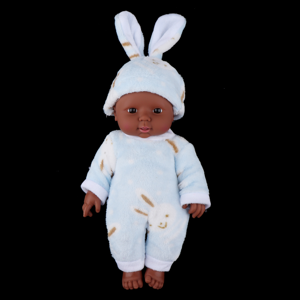 12 Inch Lifelike Newborn Baby Dolls, African American Infant Black Doll For Kids