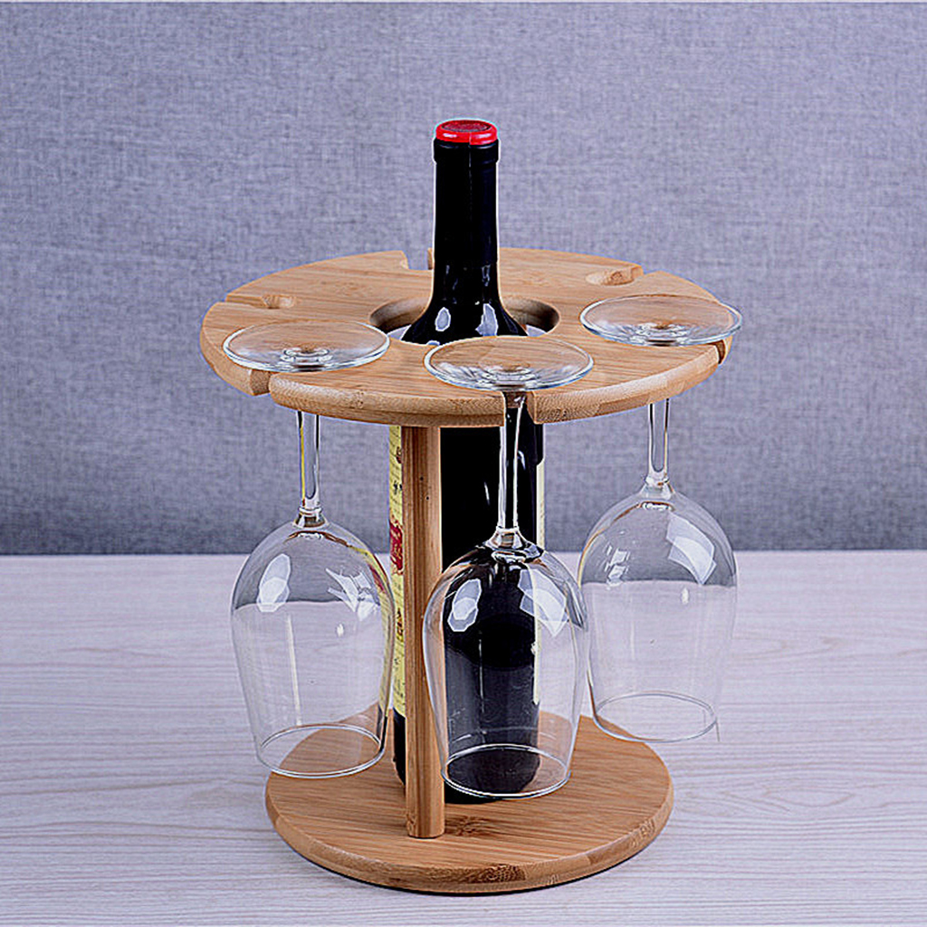 Bamboo Wooden Wine Glass Holder Free Standing Goblet Drying Rack Stand for Tabletop Party