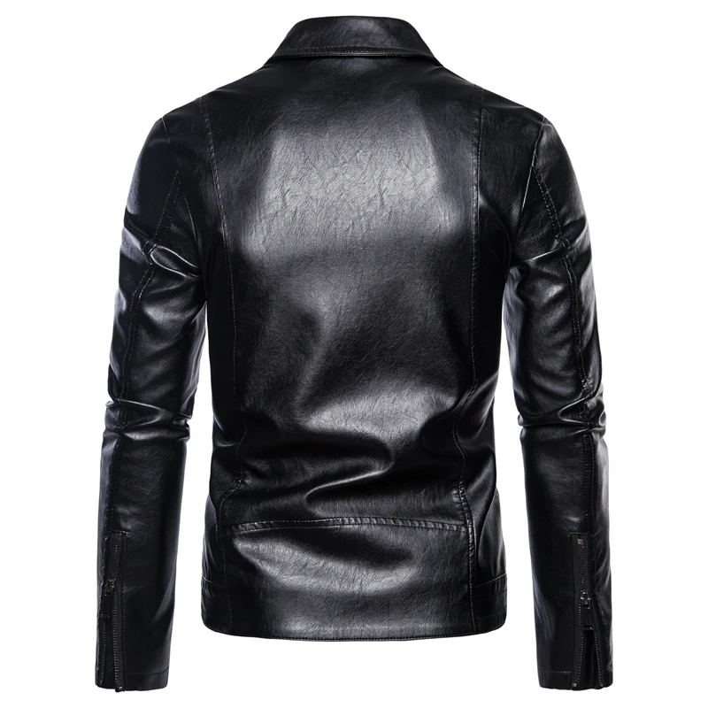 Men's leather jacket/motorcycle lapel oblique zipper Male autumn motorcycle jacket/large size imitation leather jacket for men real leather jacket mens