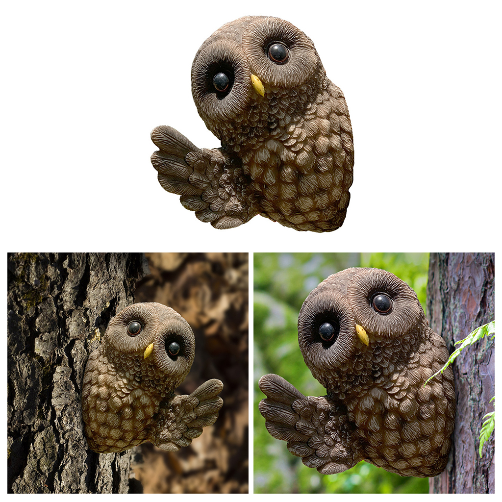 Garden Decor Tree Hugger Outdoor Tree Decorative Animal Sculpture Garden Decoration Owl Ornament Christmas Gifts