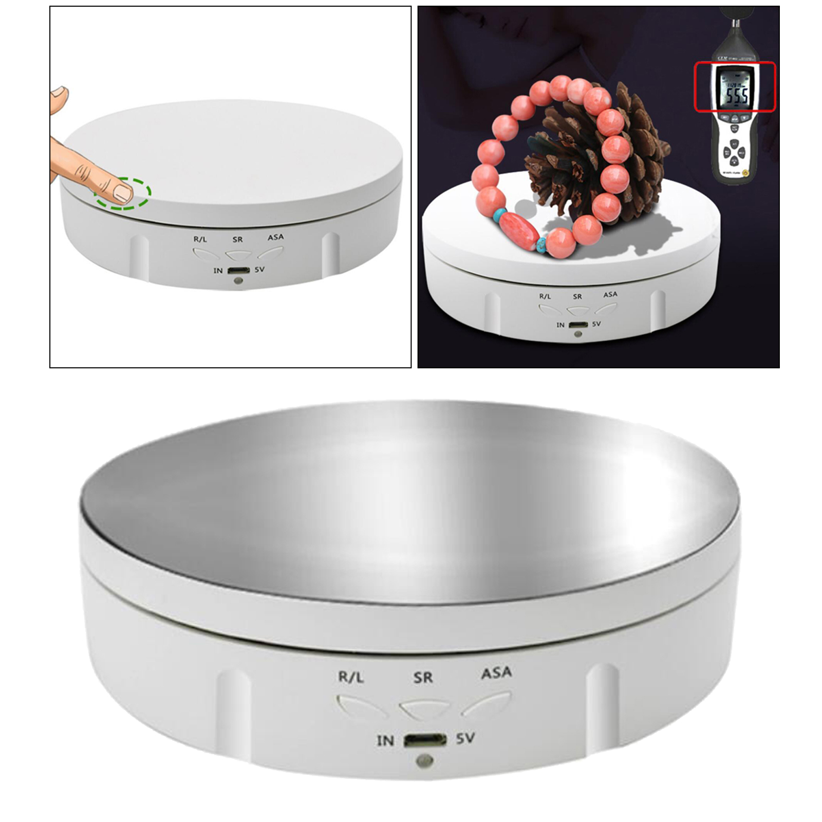Electric 360° Rotating Display Stand Turntable Jewelry Model Toys Holder