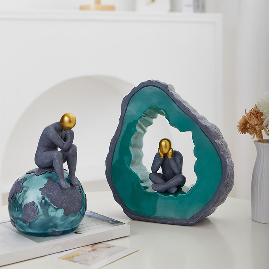 Abstract Figure The Thinker Statue Figurine Modern Resin Craft Art Thinking Man Sculpture Home Office Bookshelf Desk Decoration