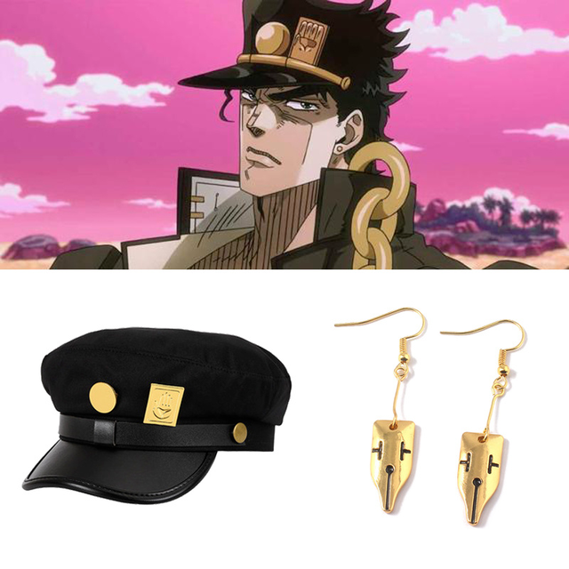 Bimaoxer Anime JoJo's Bizarre Adventure Jotaro Kujo Joseph Army Military  JOJO Cap Hat+Badge Animation around Jotaro Hat - AliExpress